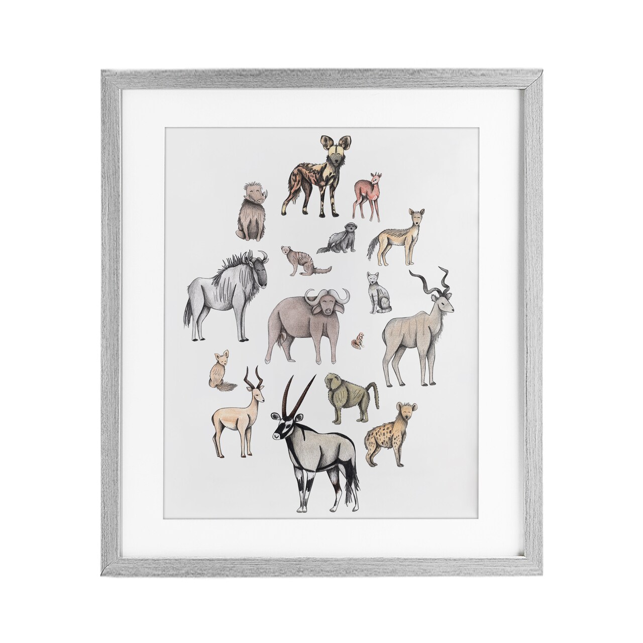 Stupell Industries Simple Africa Animals Framed Print Under Glass, design by Cecilia Battaini